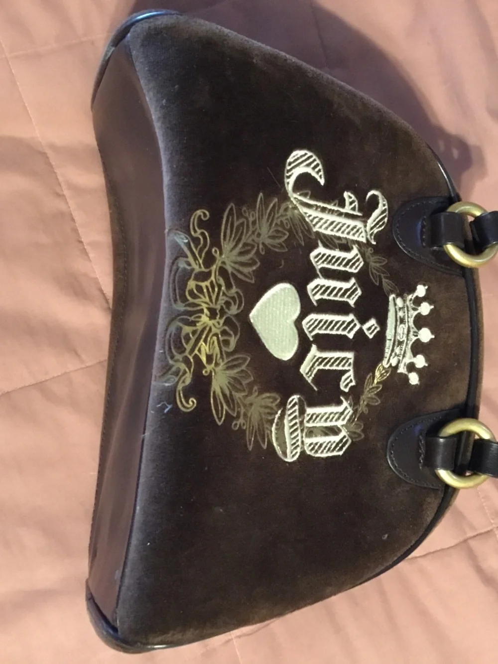 Vintage Juicy Couture Brown Velour Bowler purse Very good Condition